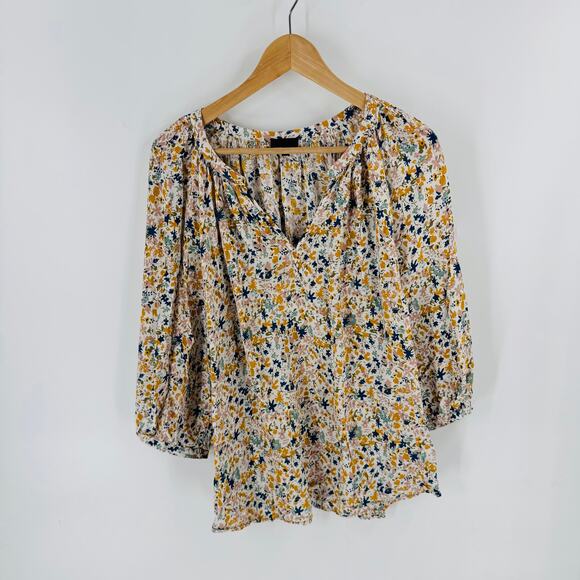 JNY Jones New York Plus Floral Blouse Peasant Top 3/4 Sleeve Multicolor Size 2X - Picture 1 of 7